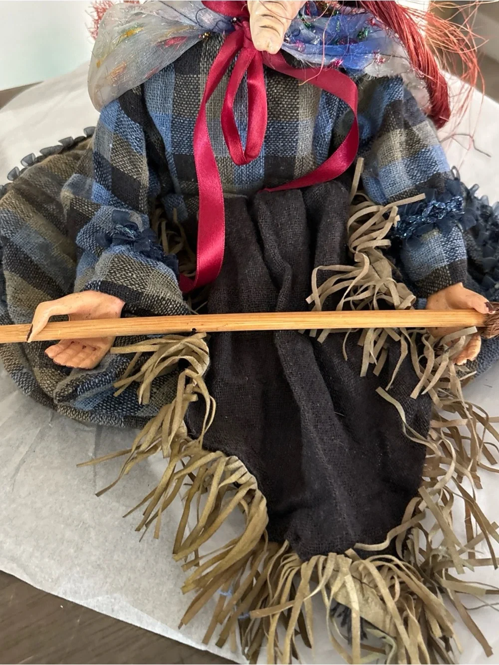 Witch Doll- Halloween Decor- Vintage Table Sitter Decor- Spooky